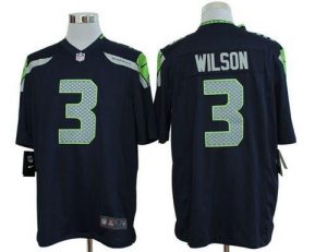 Nike Seahawks #3 Russell Wilson Steel Blue Team Color Men's Embroidered NFL Game Jersey