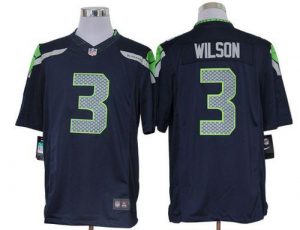 Nike Seahawks #3 Russell Wilson Steel Blue Team Color Men's Embroidered NFL Limited Jersey