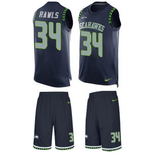 Nike Seahawks #34 Thomas Rawls Steel Blue Team Color Men's Stitched NFL Limited Tank Top Suit Jersey