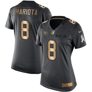 Nike Titans #8 Marcus Mariota Black Women's Stitched NFL Limited Gold Salute to Service Jersey