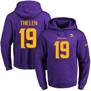 Nike Vikings #19 Adam Thielen Purple(Gold No.) Name & Number Pullover NFL Hoodie