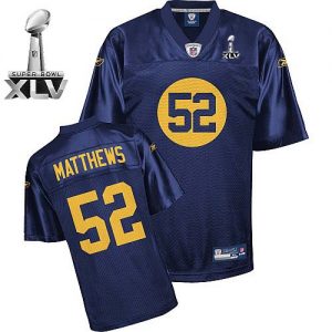 Packers #52 Clay Matthews Blue Super Bowl XLV Embroidered NFL Jersey
