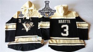 Penguins #3 Olli Maatta Black Sawyer Hooded Sweatshirt 2016 Stanley Cup Champions Stitched NHL Jersey