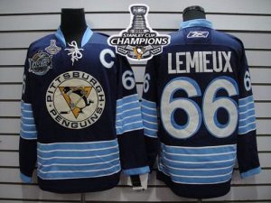 Penguins #66 Mario Lemieux Dark Blue 2011 Winter Classic Vintage 2016 Stanley Cup Champions Stitched NHL Jersey
