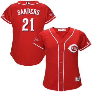 Reds #21 Reggie Sanders Red Alternate Women's Stitched MLB Jersey