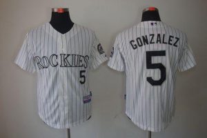 Rockies #5 Carlos Gonzalez Stitched White Cool Base MLB Jersey