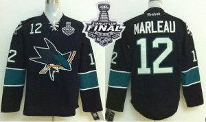 Sharks #12 Patrick Marleau Black 2016 Stanley Cup Final Patch Stitched NHL Jersey