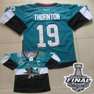 Sharks #19 Joe Thornton Teal Black 2015 Stadium Series 2016 Stanley Cup Final Patch Stitched NHL Jersey