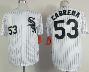 White Sox #53 Melky Cabrera White Black Strip Stitched MLB Jersey