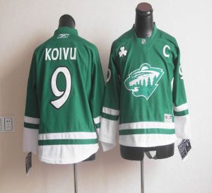 Wild St Patty's Day #9 Mikko Koivu Green Embroidered NHL Jersey
