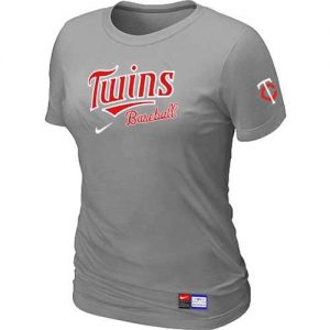 Women's Minnesota Twins Nike Short Sleeve Practice MLB T-Shirts Light Grey