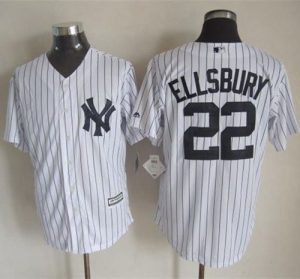 Yankees #22 Jacoby Ellsbury White Strip New Cool Base Stitched MLB Jersey